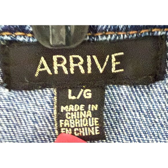 Arrive Denim Jacket Patches Distressed XL Boho Hippie Unique Fall Chic - Picture 5 of 9